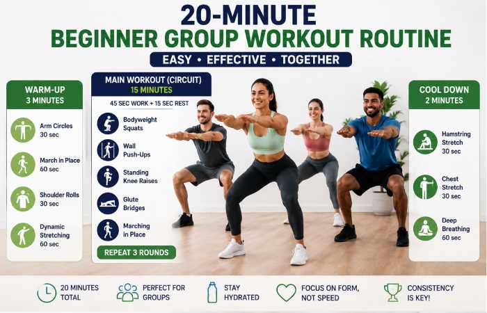 20-Minute Beginner Group Workout Routine