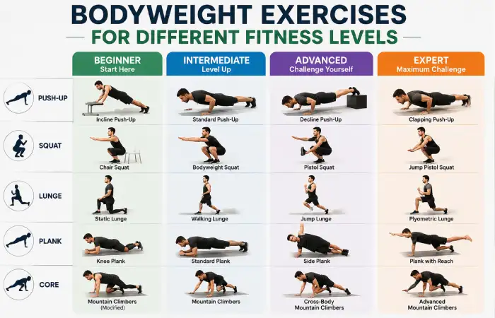 Bodyweight Exercises for Different Fitness Levels