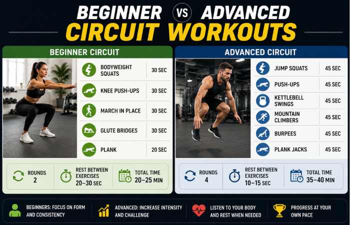 Beginner vs Advanced Circuit Workouts
