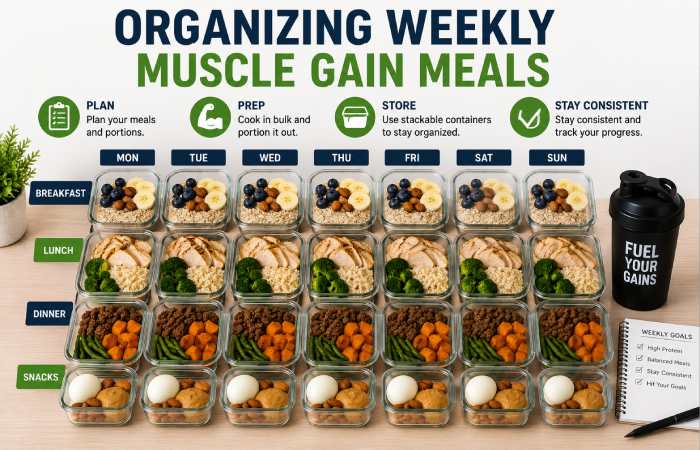 Organizing Weekly Muscle Gain Meals